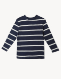 Cotton Mix Stripes Round Neck T-Shirt