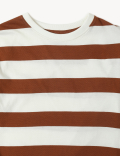 Cotton Mix Stripes Round Neck T-Shirt