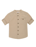Flax Linen Mix Plain Mandarin Collar Shirt