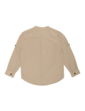 Flax Linen Mix Plain Mandarin Collar Shirt