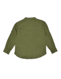 Linen Mix Plain Mandarin Collar Shirt