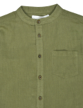 Linen Mix Plain Mandarin Collar Shirt