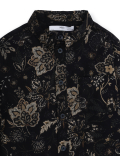 Cotton Mix Floral Print Spread Collar Shirt