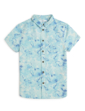 Flax Linen Mix Printed Spread Collar Shirt