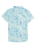 Flax Linen Mix Printed Spread Collar Shirt