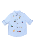 Pure Cotton Embroidered Spread Collar Shirt