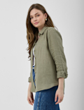 Pure Linen Plain Spread Collar Shirt