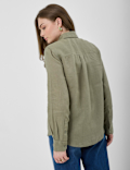 Pure Linen Plain Spread Collar Shirt