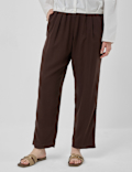 Linen Rich Plain Regular Fit Trousers