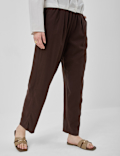 Linen Rich Plain Regular Fit Trousers