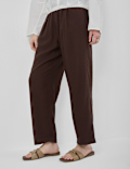 Linen Rich Plain Regular Fit Trousers