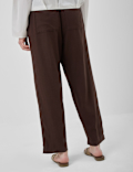 Linen Rich Plain Regular Fit Trousers