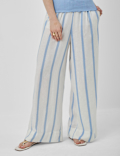 Linen Rich Plain Relaxed Fit Trousers