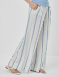 Linen Rich Plain Relaxed Fit Trousers