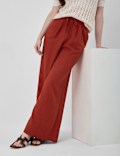 Linen Rich Plain Relaxed Fit Trousers