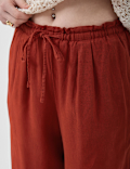 Linen Rich Plain Relaxed Fit Trousers