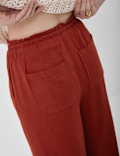 Linen Rich Plain Relaxed Fit Trousers