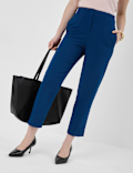 High Waisted Pleat Front Tapered Trousers