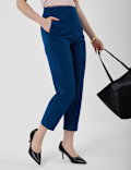 High Waisted Pleat Front Tapered Trousers