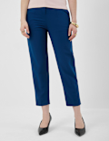 High Waisted Pleat Front Tapered Trousers