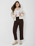 Linen Rich Pleat Front Cropped Trousers