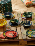 Set Of 4 Expressive Floral Picnic Cereal Bowls
