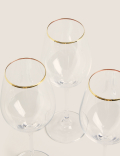 Set of 4 Maxim Gold Rim White Wine Glasses
