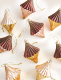 9pk Glass Glitter Finial Baubles