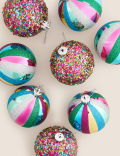 9pk Multicoloured Shatterproof Baubles