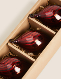 3pk Red Glass Teardrop Baubles