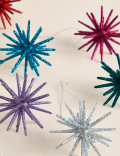 6pk Glitter Hanging Star Decorations