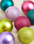 10pk Large Multicoloured Shatterproof Baubles