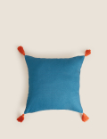 Linen Blend Floral Embroidered Cushion