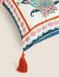Linen Blend Floral Embroidered Cushion