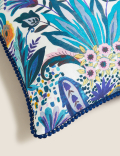 Cotton Linen Floral Embellished Cushion