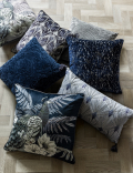 Velvet Embroidered Peacock Cushion