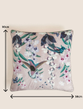Velvet Hummingbird Embellished Cushion