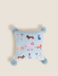 Velvet Dog Print Small Cushion