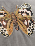 Velvet Butterfly Embroidered Cushion