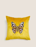 Velvet Butterfly Embroidered Cushion