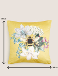 Velvet Bee Embroidered Cushion