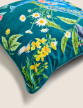Velvet Peacock Embroidered Cushion
