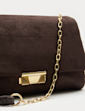 Suedette Croc Effect Double Chain Shoulder Bag