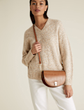 Faux Leather Saddle Cross Body Bag