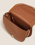 Faux Leather Saddle Cross Body Bag
