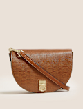 Faux Leather Saddle Cross Body Bag