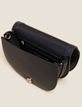 Faux Leather Saddle Cross Body Bag