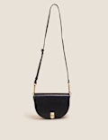 Faux Leather Saddle Cross Body Bag
