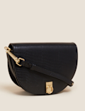 Faux Leather Saddle Cross Body Bag