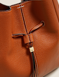 Faux Leather Drawstring Tote Bag